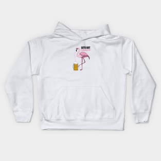 Let's get Flocked up Flamingo drinking beer Kids Hoodie